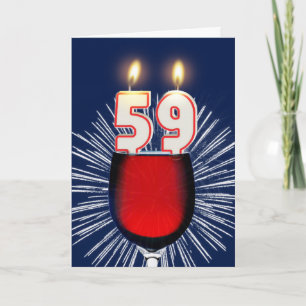 59. Geburtstag mit Wein und Kerzen Karte