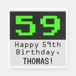 59. Geburtstag - Nerdy / Geeky Style "59" & Name Serviette