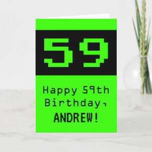 59. Geburtstag: Nerdy / Geeky Style "59" und Name Karte