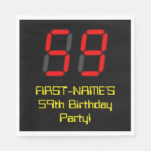 59. Geburtstag: Red Digital Clock Style "59" + Nam Serviette