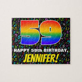 59. Geburtstag — Spaß, bunte Musiksymbole & "59" Puzzle