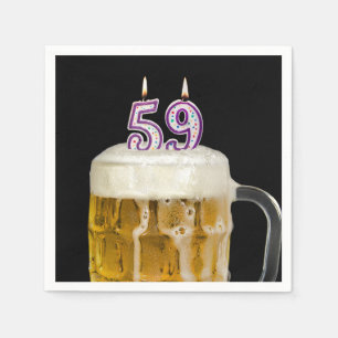59. Geburtstagsbier auf schwarz Serviette