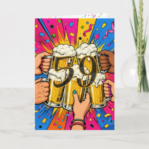 59. Geburtstagsbier Toast im Pop-Art-Stil Karte
