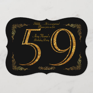 59. Geburtstagsparty 59.,Gatsby,Black & Gold Einladung