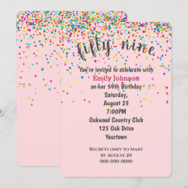 59. Geburtstagsparty Confetti auf Rosa Einladung