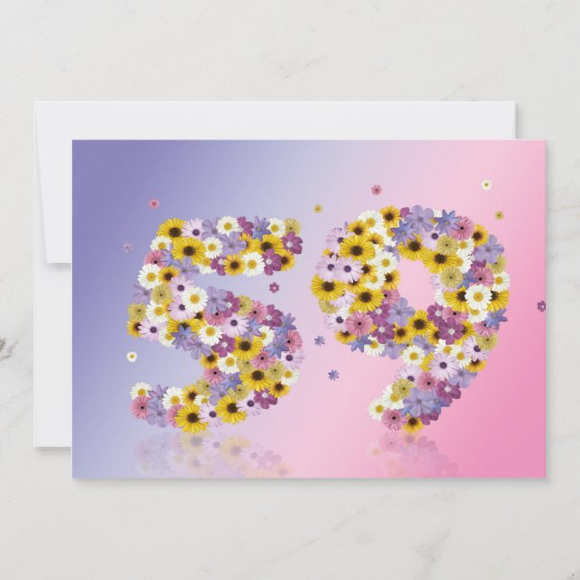 59. Geburtstagsparty mit Blumenbriefen Einladung (Vorderseite)