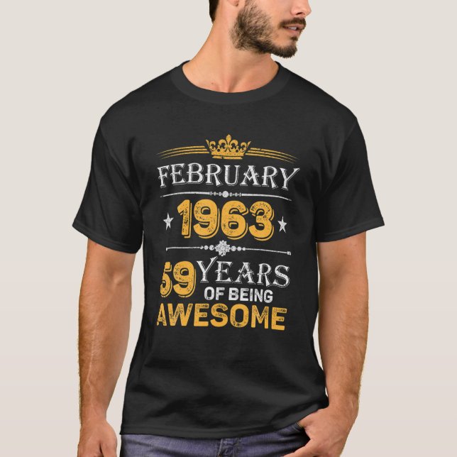 59 Jahre Phantastisch seit Februar 1963 59. Geburt T-Shirt (Vorderseite)