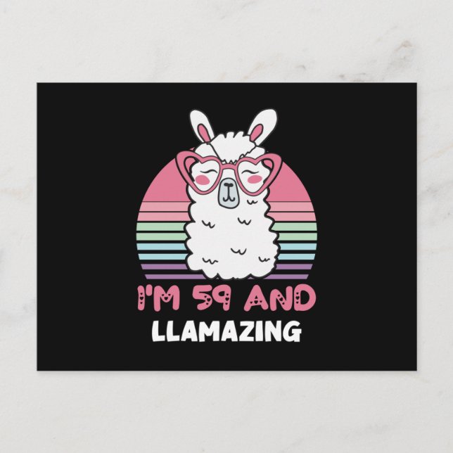 59 Year Old Bday Llamazing 59th Birthday Llama Postkarte (Vorderseite)