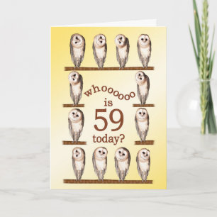 59th birthday, Curious owls card. Karte