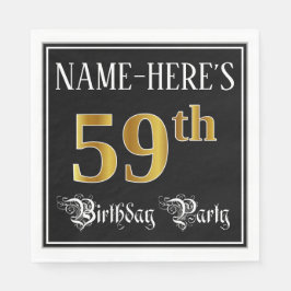 59th Birthday Party — Fancy Script, Faux Gold Look Serviette
