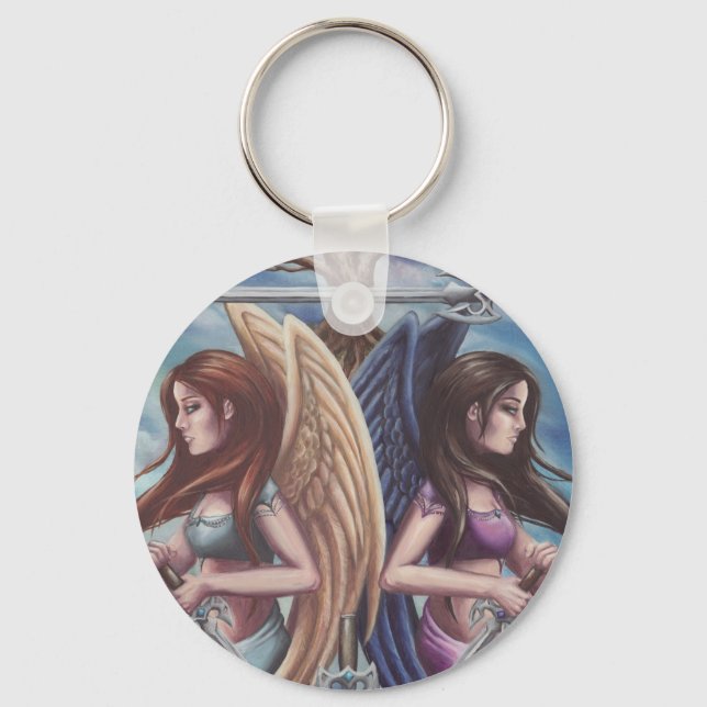 5 0f Schwerter - Schlüsselanhänger Tarot Card Art (Vorderseite)