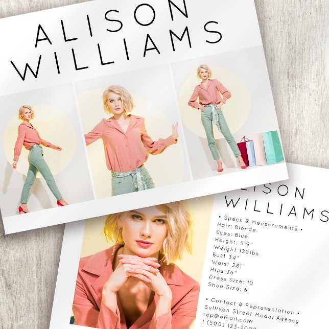 5.12x18.5" Modern 3-Foto-Actor-Modell Comp-Karte Ankündigung (Von Creator hochgeladen)