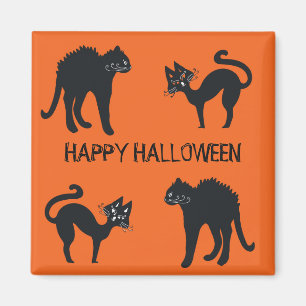 5,1 cm Square Magnet Happy Halloween Schwarze Katz