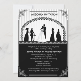 5,5 x 7,5" Vintage-Hochzeitsszene Hochzeits-Einlad Einladung