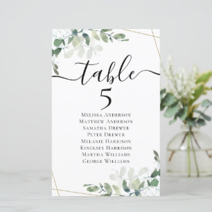 5,5x8,5" Eukalyptus-Tabelle Sitzplan Nr. 5