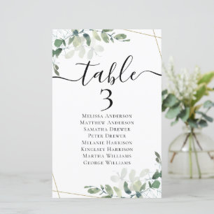 5,5x8,5" Eukalyptus-Tabelle Sitztabelle Nr. 3