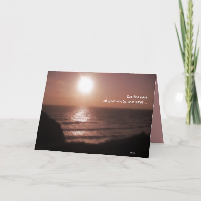 5:7 1Peter ließ ihn ganze Sorgen und Sorgfalt Karte (Vorderseite)