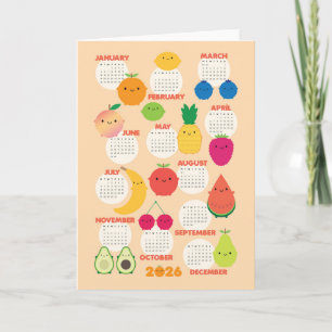 5 A Day Kawaii Fruits 2026 Kalender Karte