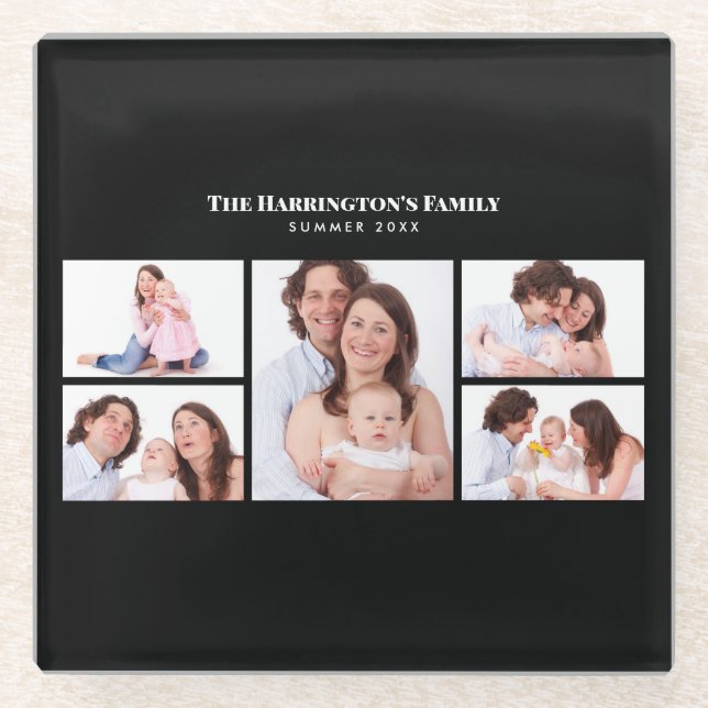 5 Abschnitte Benutzerdefiniertes Foto Einfache ele Glasuntersetzer (Vorderseite)