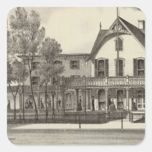 5. Alleen-Haus, Ozean-Strand, NJ Quadratischer Aufkleber