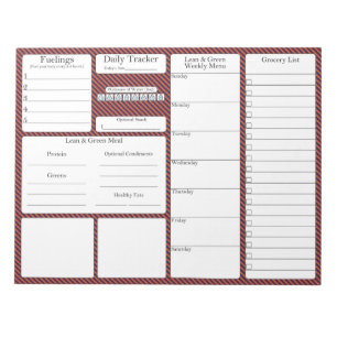 5 and 1 Food Tracker   Meal Planner   Grocery List Notizblock