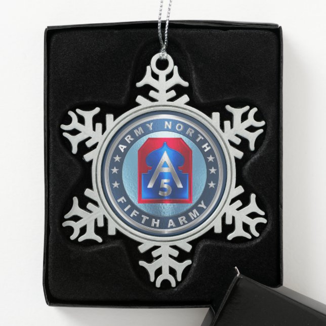 5. ARMY NORTH SCHNEEFLOCKEN Zinn-Ornament (Box)
