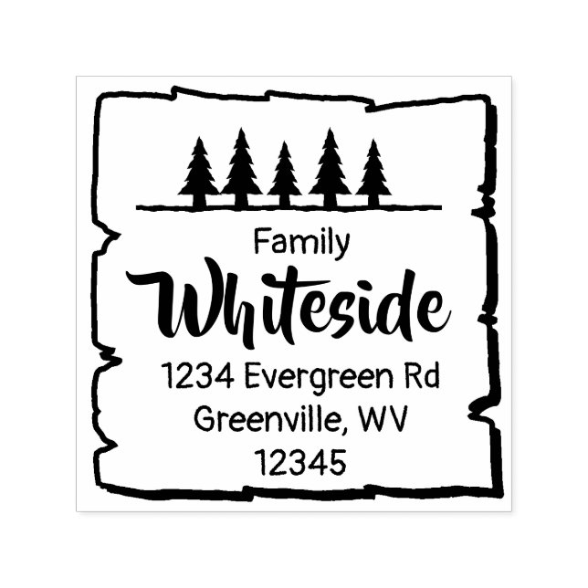 5 Bäume - Rustikale Hütte Rücksendeadresse Permastempel (Design)