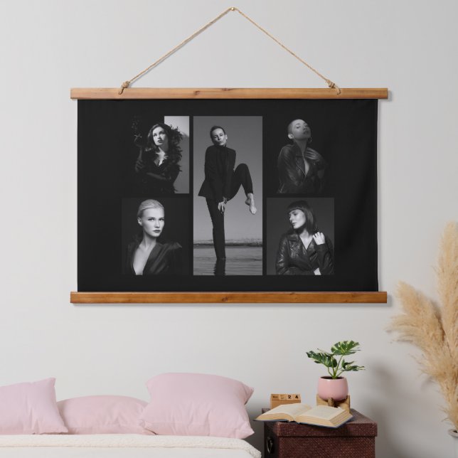 5 Bearbeitbare FotoCollage Wandteppich Mit Holzrahmen (Schlafzimmer)