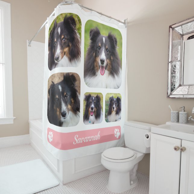 5 Benutzerdefinierte Fotos sammeln Vorlage mit ros Duschvorhang (Beispiel)