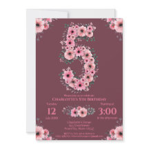5. Big Birthday Girl Pink Blume Green Foliage
