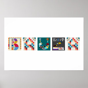 5 Buchstaben Name Board Game Alphabet Poster