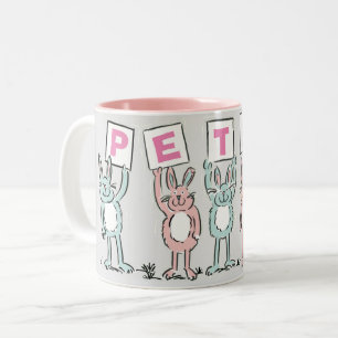 5 Buchstabenname mit lustigen Kaninchen Zwei-Tonen Zweifarbige Tasse