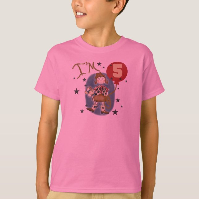 5. Cowgirl-Geburtstag T-Shirt (Vorderseite)