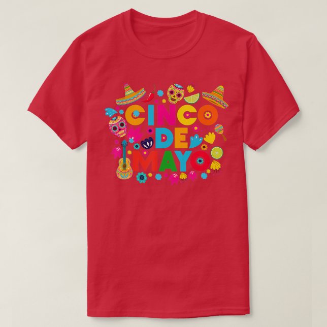 5 De Mayo Cinco De Mayo Sombrero Maraca T-Shirt (Design vorne)