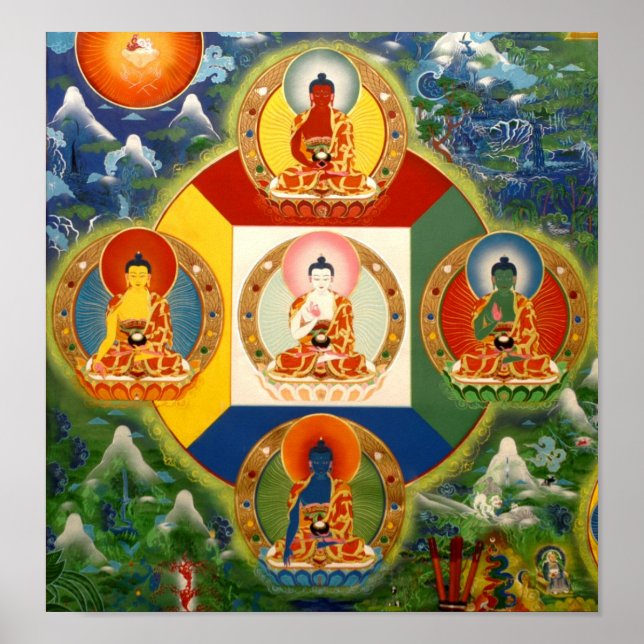 5 Dhyani Buddhas Poster (Vorne)