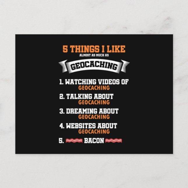 5 Dinge, die ich Geocaching Pastime GPS Navigation Postkarte (Vorderseite)