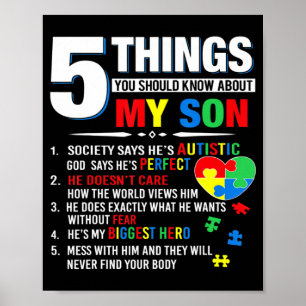 5 Dinge, die Sie über meine Son Autismus Aware wis Poster