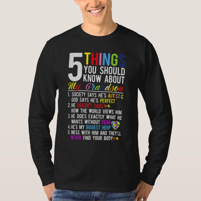 5 Dinge, die Sie über meinen Grandson Autismus wis T-Shirt (Vorderseite)