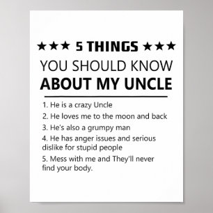 5 Dinge, die Sie über meinen Onkel-lustigen Fami w Poster
