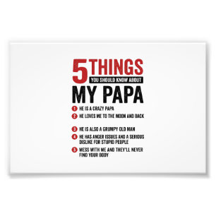 5 Dinge über meinen Papa Lustiges Vintage-Shirt-De Fotodruck
