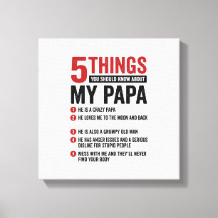 5 Dinge über meinen Papa Lustiges Vintage-Shirt-De Leinwanddruck