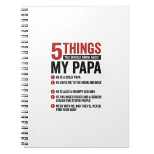 5 Dinge über meinen Papa Lustiges Vintage-Shirt-De Notizblock