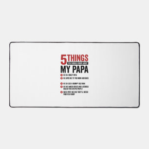 5 Dinge über meinen Papa Lustiges Vintage-Shirt-De Schreibtischunterlage