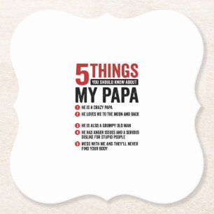 5 Dinge über meinen Papa Lustiges Vintage-Shirt-De Untersetzer