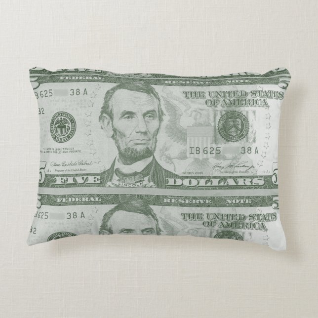 5 Dollar Bill Pillow Zierkissen (Rückseite)
