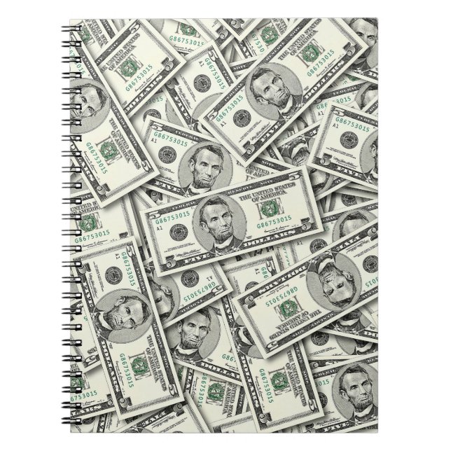 5-Dollar-Schein-Geldmuster Notizblock (Vorderseite)