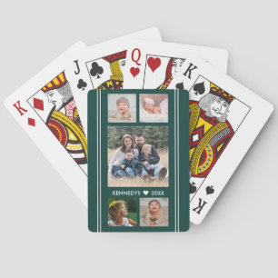 5 Familienfoto Collage grün und weiß  Spielkarten
