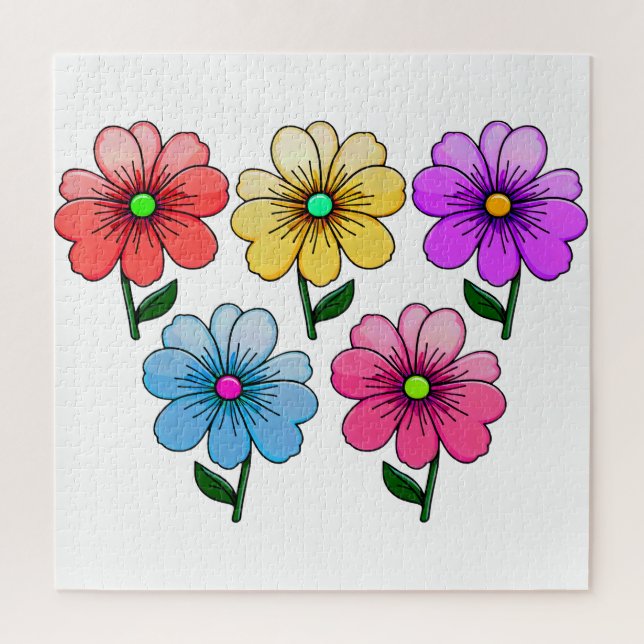 5 Farben Blumen Design  Puzzle (Vertikal)