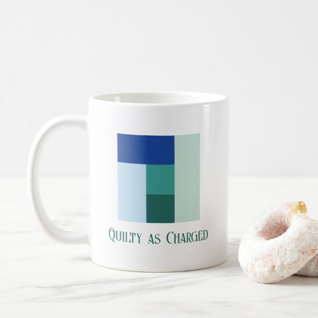 5-Farben-Log-Cabin-Quiltblock mit Quiltstich Kaffeetasse (Mit Donut)