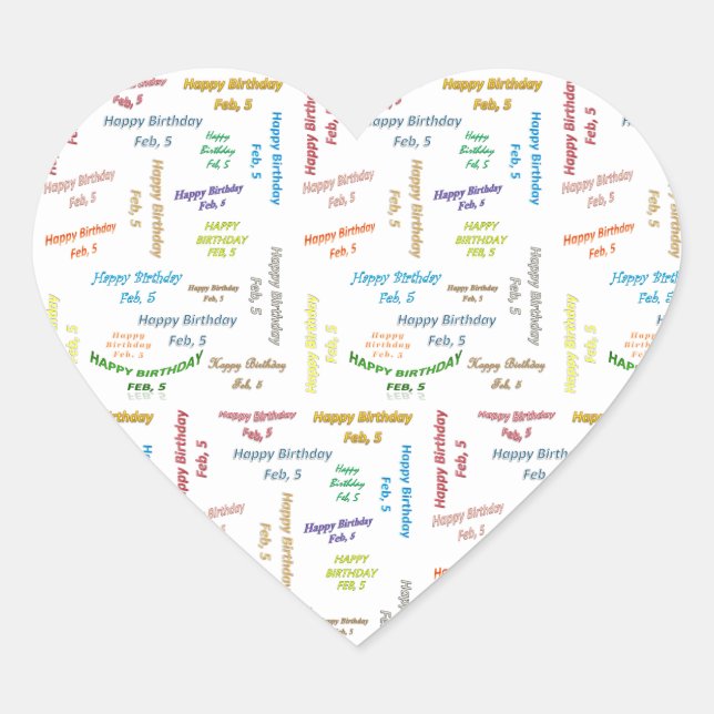 5. Februar Herz-Aufkleber (Vorderseite)